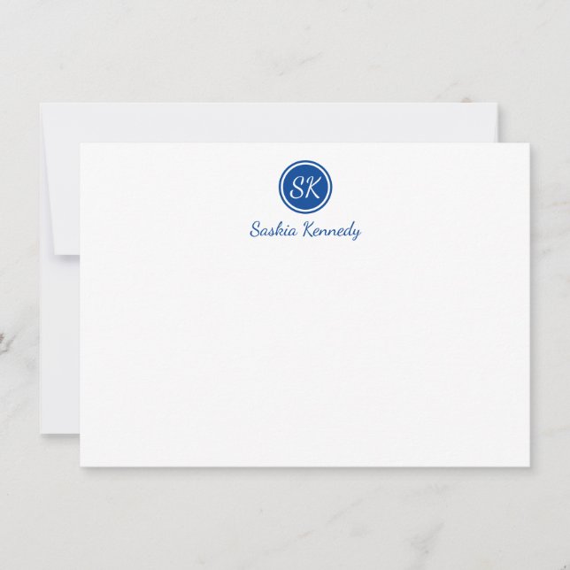 Elegant Cobalt Blue Script Monogram Professional Card (Front)
