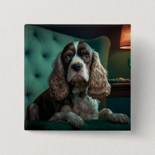 Elegant Cocker Spaniel Classic Portrait Design 15 Cm Square Badge