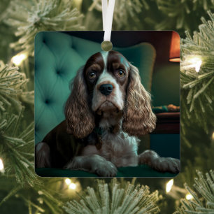 Elegant Cocker Spaniel Classic Portrait Design Metal Tree Decoration