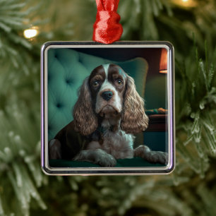 Elegant Cocker Spaniel Classic Portrait Design Metal Tree Decoration