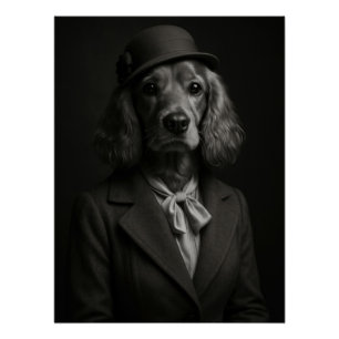 Elegant Cocker Spaniel in Cloche Hat & Scarf Poster