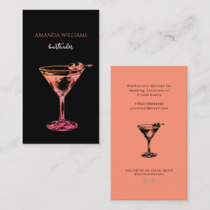 Elegant Cocktail Professional Bartender Business Card