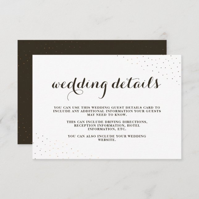 Elegant Cocoa and White with Dots Wedding Details Enclosure Card (Front/Back)