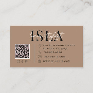 Elegant Cocoa Brown Hair Stylist Business Card