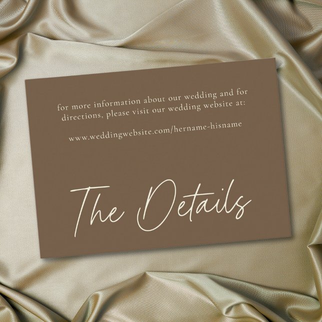 Elegant Cocoa Brown Minimalist Wedding Enclosure Card (Elegant Cocoa Brown Minimalist Wedding Enclosure Card)