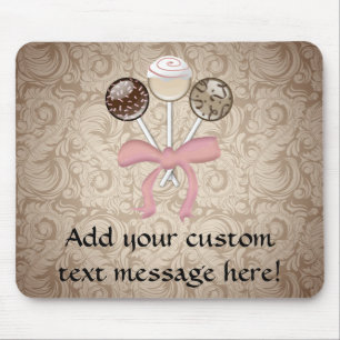 Elegant Cocoa Damask Cake Pop Mouse Pad