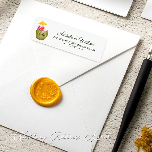 Elegant Coconut Tropical Beach Wedding Address (Creator Uploaded)