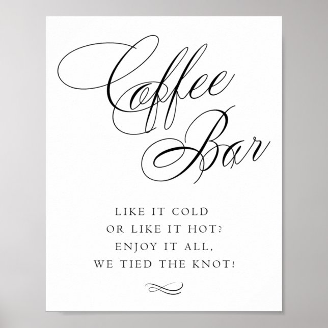 Elegant Coffee Bar Black Calligraphy | Chic Table Poster (Front)
