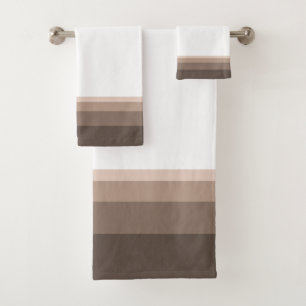 Elegant Coffee Brown Stripes Bath Towel Set