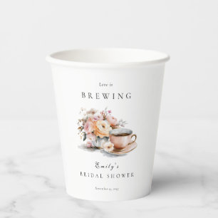 Elegant Coffee Love is Brewing Bridal Shower Paper Cups
