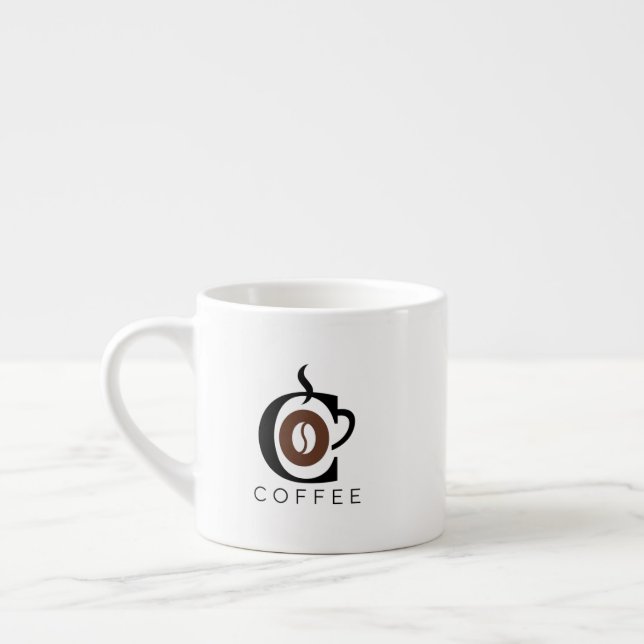 Elegant Coffee Monogram Espresso Cup (Left)