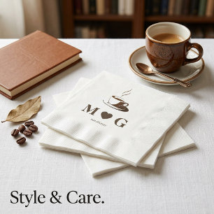 Elegant Coffee Party Wedding Coined Luncheon Napkin