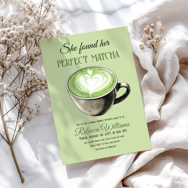 Elegant Coffee Theme Perfect Matcha Bridal Shower Invitation (Creator Uploaded)