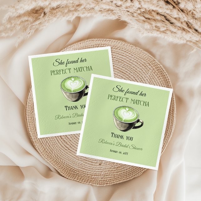 Elegant Coffee Theme Perfect Matcha Bridal Shower Napkin (Creator Uploaded)