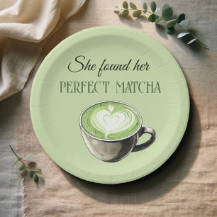 Elegant Coffee Theme Perfect Matcha Bridal Shower Paper Plate