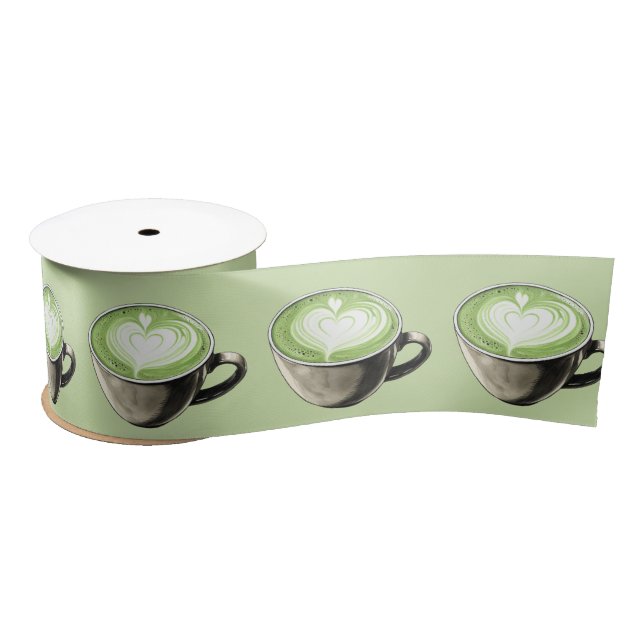 Elegant Coffee Theme Perfect Matcha Bridal Shower Satin Ribbon (Spool)