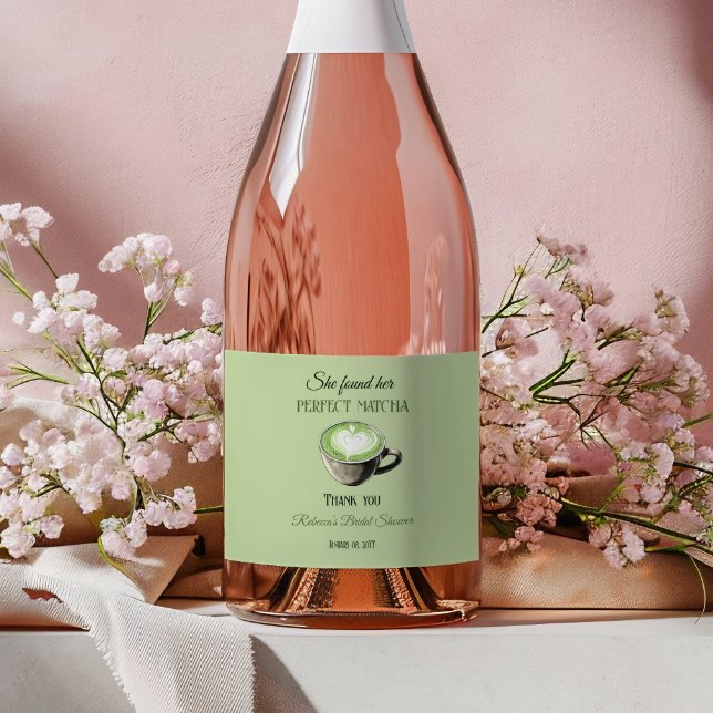 Elegant Coffee Theme Perfect Matcha Bridal Shower Sparkling Wine Label (Creator Uploaded)