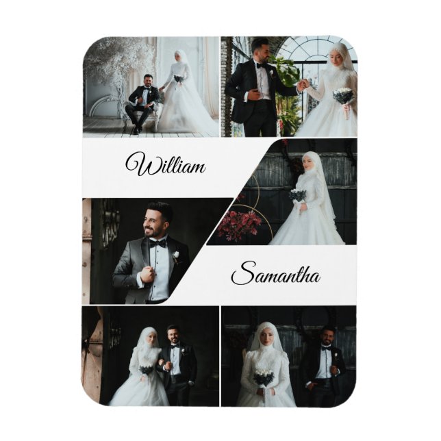 Elegant Collage Keepsake Wedding Magnet (Vertical)