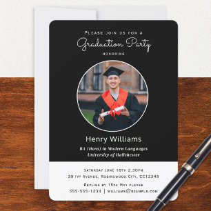 Elegant College Graduation Photos Party Invitation