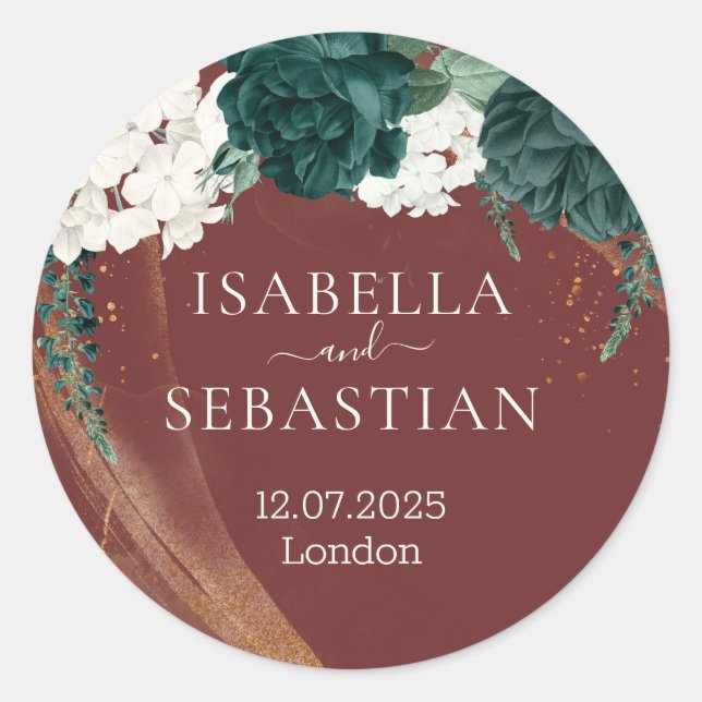 Elegant Color Rose Floral Classic Round Sticker (Front)