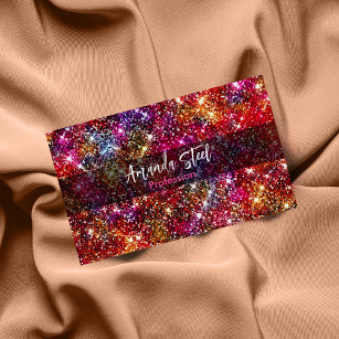 Elegant colorful faux Glitter monogram Magnetic Business Card