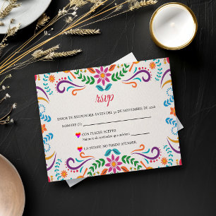 Elegant Colorful Floral Fiesta Spanish Wedding RSVP Card