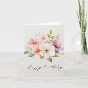 Elegant Colorful Flowers Happy Birthday Postcard