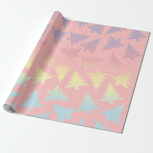Elegant Colorful Rainbow Christmas Tree Pattern Wrapping Paper