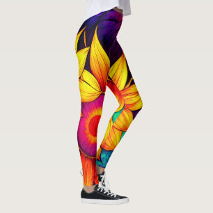 Elegant Colorful Sunflower Flower Power Artwork    Leggings