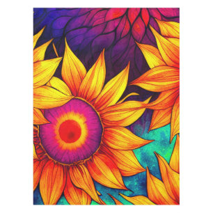 Elegant Colorful Sunflower Flower Power Artwork    Tablecloth