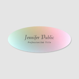 Elegant Colorful Template Hand Script Text Name Tag