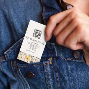 Elegant Colorful Wild Florals Personalize QR Code Business Card