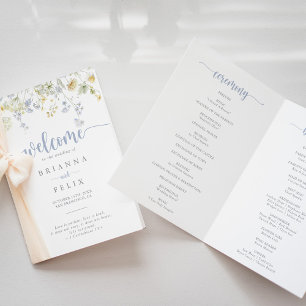 Elegant Colorful Wildflower Folded Wedding Program Programme