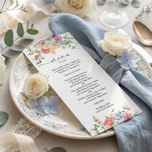 Elegant Colorful Wildflower Wedding Menu (Creator Uploaded)
