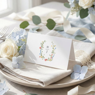 Elegant Colorful Wildflower Wedding Place Card