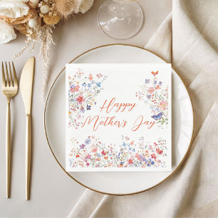 Elegant Colorful Wildflowers Happy Mother's Day Napkin