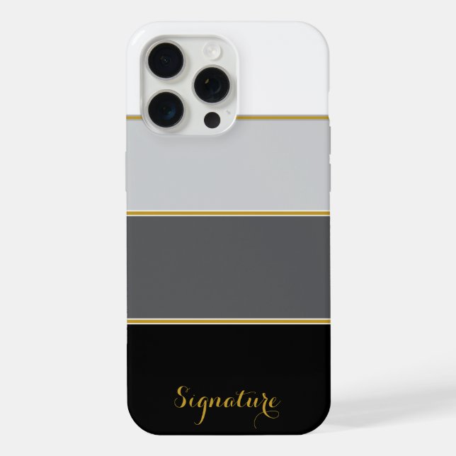 Elegant colour block stripes custom name phone cas iPhone case (Back)