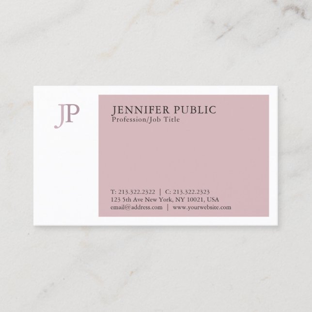 Elegant Colour Modern Professional Monogram Plain Business Card (Front)