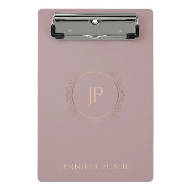 Elegant Colour Trendy Monogram Template Modern Mini Clipboard (Front)