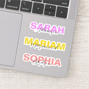 Elegant Coloured Full Name Stickers for Girls