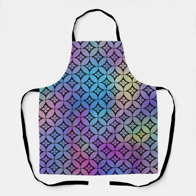 Elegant Colourful Abstract Floral Circles Pattern Apron (Front)