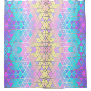 Elegant colourful Abstract Holographic Triangles  Shower Curtain
