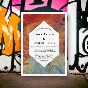 Elegant Colourful Abstract Modern Simple Wedding Invitation