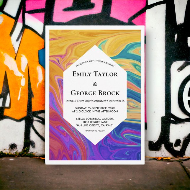 Elegant Colourful Abstract Painting Modern Wedding Invitation (Creator Uploaded)