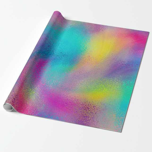 Elegant Colourful Abstract Rainbow Glitter Artwork Wrapping Paper (Unrolled)