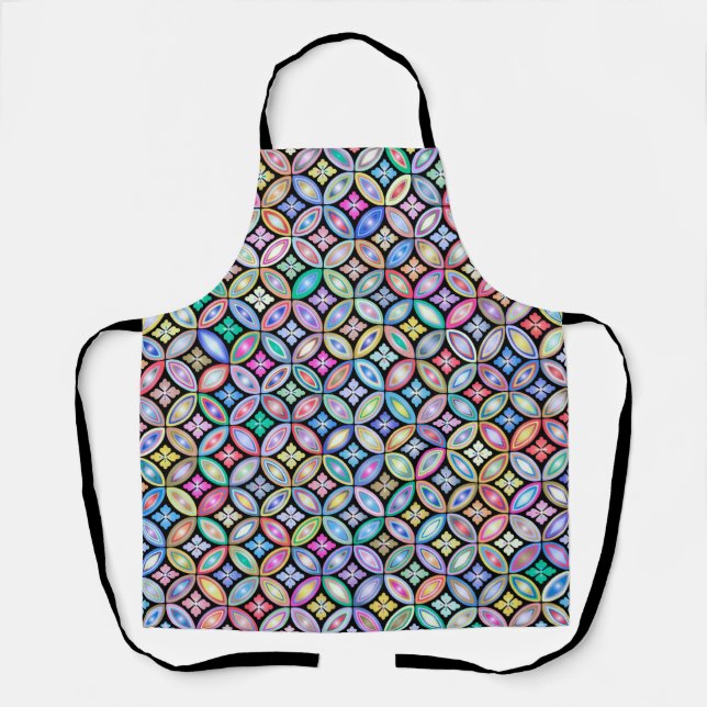 Elegant Colourful Abstract Stained Glass Pattern Apron (Front)