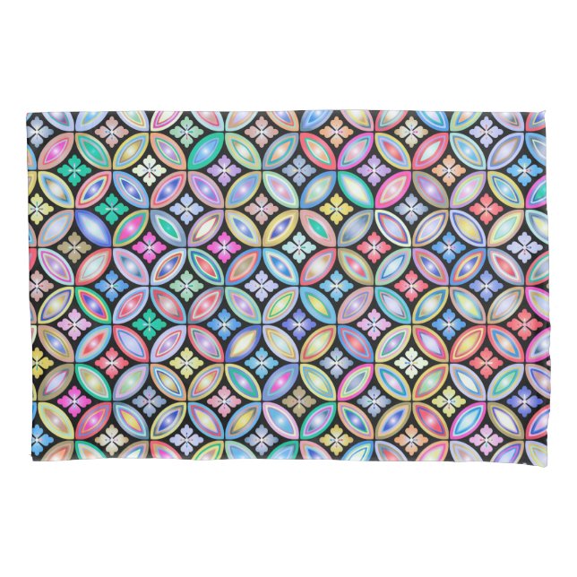 Elegant Colourful Abstract Stained Glass Pattern Pillowcase (Front-Left)