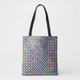 Elegant Colourful Abstract Stained Glass Pattern Tote Bag