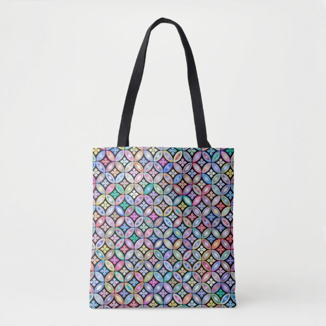 Elegant Colourful Abstract Stained Glass Pattern Tote Bag (Front)