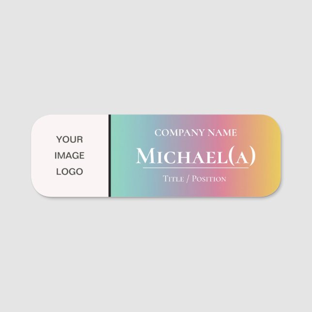 Elegant Colourful & Amazing Gradient: Business LOG Name Tag (Front)